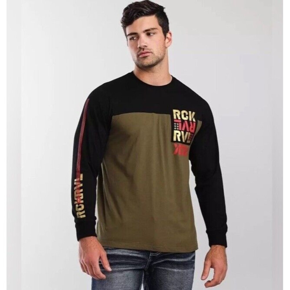 Rock Revival Long Sleeve Shirt Thorne Colorblock Chest Pocket Casual XXXL NEW